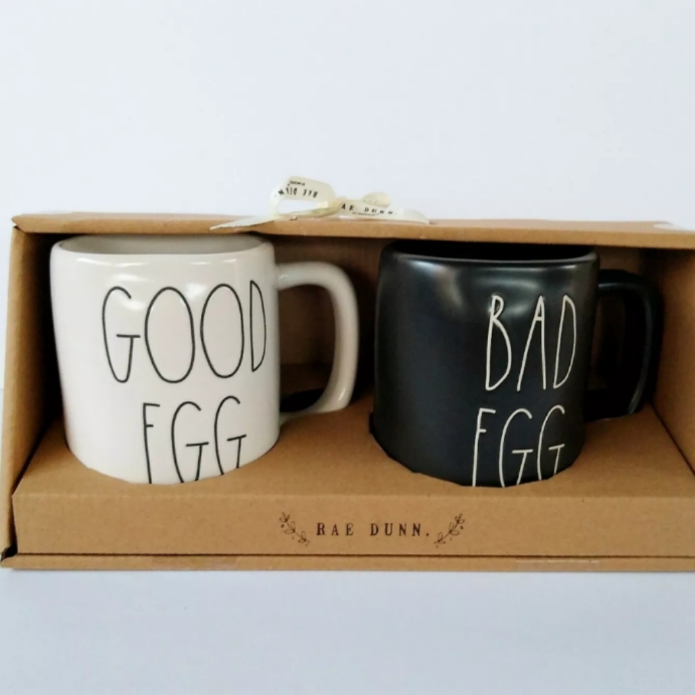 RAE DUNN GOOD EGG,BAD EGG Easter Mug Set